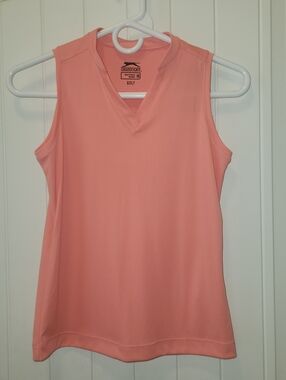Girls Slazenger Coral/Peach V-Neck Golf Sleeveless Performance Top, Size M, NWT